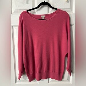 Chico’s Size 2/Large Pink Cashmere Blend Sweater Dolman Sleeves